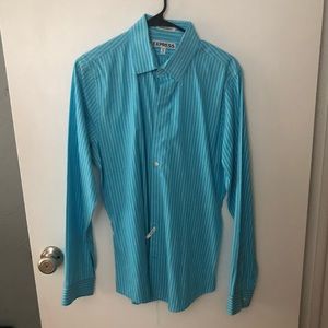 Express Turquoise Striped Button-up